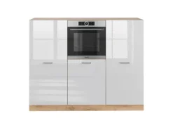 Einbauküchen<Vicco R-Line Küchenblock Weiß Hochglanz/Goldkraft Eiche 180 cm ohne Arbeitsplatte ohne E-Geräte