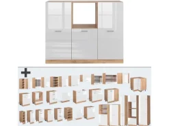 Einbauküchen<Vicco R-Line Küchenblock Weiß Hochglanz/Goldkraft Eiche 180 cm ohne Arbeitsplatte ohne E-Geräte