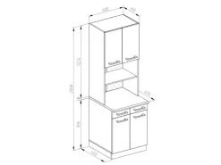 Vicco R-Line Küchenblock Weiß Hochglanz 60 cm AP Marmor ohne E-Geräte< Miniküchen