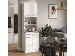 Vicco R-Line Küchenblock Weiß Hochglanz 60 cm AP Marmor ohne E-Geräte< Miniküchen