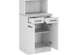 Vicco R-Line Küchenblock Weiß Hochglanz 60 cm AP Marmor ohne E-Geräte< Miniküchen