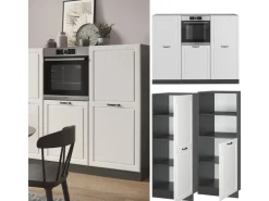 Vicco R-Line Küchenblock Weiß Landhaus/Anthrazit 180 cm ohne Arbeitsplatte ohne E-Geräte< Single-Küchen|Pantryküchen
