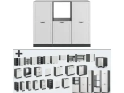 Vicco R-Line Küchenblock Weiß Landhaus/Anthrazit 180 cm ohne Arbeitsplatte ohne E-Geräte< Single-Küchen|Pantryküchen