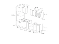 Vicco R-Line Küchenzeile Landhaus/ 300 cm mit Hochschrankohne Arbeitsplatte ohne E-Geräte< Einbauküchen