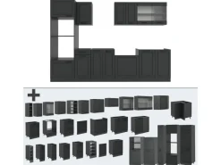 Vicco R-Line Küchenzeile Landhaus/ 300 cm mit Hochschrankohne Arbeitsplatte ohne E-Geräte< Einbauküchen