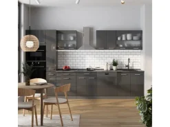 New Vicco R-Line Küchenzeile Hochglanz/ 350 cm AP Marmor ohne E-Geräte Anthrazit
