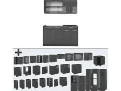 Best Vicco R-Line Küchenzeile Hochglanz/ 140 cm AP Eiche ohne E-Geräte Anthrazit