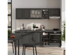 Hot Vicco R-Line Küchenzeile Landhaus/ 240 cm AP Eiche ohne E-Geräte Anthrazit
