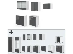 Outlet Vicco R-Line Küchenzeile /Weiß 200 cm AP Marmor ohne E-Geräte Anthrazit Hochglanz