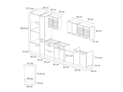 Discount Vicco R-Line Küchenzeile Hochglanz/ 350 cm AP Eiche ohne E-Geräte Anthrazit
