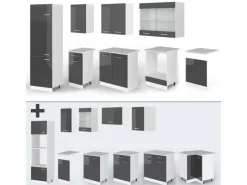 Vicco R-Line Küchenzeile /Weiß 300 cm AP Marmor ohne E-Geräte< Einbauküchen