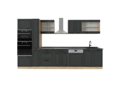 Vicco R-Line Küchenzeile Anthrazit Landhaus/Goldkraft Eiche 350 cm AP Anthrazit ohne E-Geräte< Einbauküchen