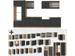 Vicco R-Line Küchenzeile Anthrazit Landhaus/Goldkraft Eiche 350 cm AP Anthrazit ohne E-Geräte< Einbauküchen