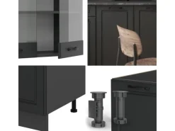 Single-Küchen<Vicco R-Line Küchenzeile Landhaus/ 140 cm AP Eiche ohne E-Geräte
