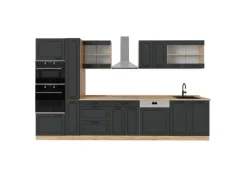 Vicco R-Line Küchenzeile Anthrazit Landhaus/Goldkraft Eiche 350 cm AP Eiche ohne E-Geräte< Einbauküchen