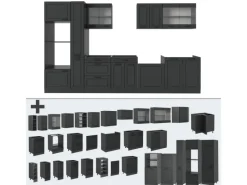 Vicco R-Line Küchenzeile Landhaus/ 350 cm ohne Arbeitsplatte ohne E-Geräte< Einbauküchen