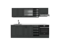 Einbauküchen<Vicco R-Line Küchenzeile Landhaus/ 240 cm AP Marmor ohne E-Geräte