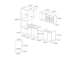 Einbauküchen<Vicco R-Line Küchenzeile Hochglanz/ 300 cm mit HochschrankAP Marmor ohne E-Geräte