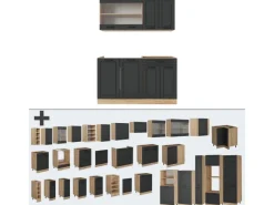 Single-Küchen<Vicco R-Line Küchenzeile Anthrazit Landhaus/Goldkraft Eiche 140 cm AP Eiche ohne E-Geräte