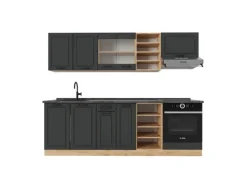 Vicco R-Line Küchenzeile Anthrazit Landhaus/Goldkraft Eiche 240 cm AP Anthrazit ohne E-Geräte< Einbauküchen