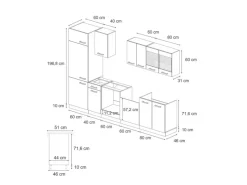 Vicco R-Line Küchenzeile Landhaus/ 300 cm AP Marmor ohne E-Geräte< Einbauküchen