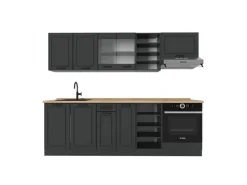 Clearance Vicco R-Line Küchenzeile Landhaus/ 240 cm ohne Arbeitsplatte ohne E-Geräte Anthrazit