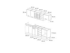 Clearance Vicco R-Line Küchenzeile Landhaus/ 240 cm ohne Arbeitsplatte ohne E-Geräte Anthrazit