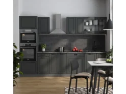 Outlet Vicco R-Line Küchenzeile Landhaus/ 300 cm mit HochschrankAP Eiche ohne E-Geräte Anthrazit