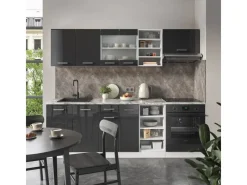 Vicco R-Line Küchenzeile /Weiß 240 cm ohne Arbeitsplatte ohne E-Geräte< Herde