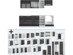 Vicco R-Line Küchenzeile /Weiß 240 cm ohne Arbeitsplatte ohne E-Geräte< Herde