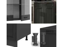 Einbauküchen<Vicco R-Line Küchenzeile Landhaus/ 200 cm ohne Arbeitsplatte ohne E-Geräte