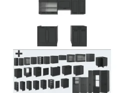 Einbauküchen<Vicco R-Line Küchenzeile Landhaus/ 200 cm ohne Arbeitsplatte ohne E-Geräte
