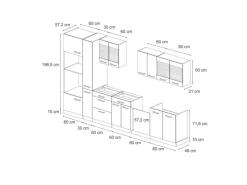 Pantryküchen<Vicco R-Line Küchenzeile /Weiß 350 cm mit Hochschrankohne Arbeitsplatte ohne E-Geräte