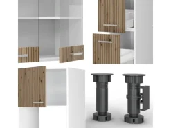 Pantryküchen<Vicco R-Line Küchenzeile /Weiß 350 cm mit Hochschrankohne Arbeitsplatte ohne E-Geräte