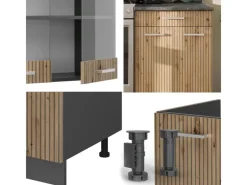 Vicco R-Line Küchenzeile Artisan Eiche/Anthrazit 200 cm ohne Arbeitsplatte ohne E-Geräte< Einbauküchen