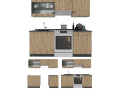 Vicco R-Line Küchenzeile Artisan Eiche/Anthrazit 200 cm ohne Arbeitsplatte ohne E-Geräte< Einbauküchen