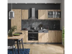 Vicco R-Line Küchenzeile Artisan Eiche/Anthrazit 300 cm AP Marmor ohne E-Geräte< Kochfelder|Kühlschränke