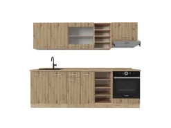 Vicco R-Line Küchenzeile Artisan-Eiche/Goldkraft Eiche 240 cm ohne Arbeitsplatte ohne E-Geräte< Einbauküchen