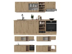 Vicco R-Line Küchenzeile Artisan-Eiche/Goldkraft Eiche 240 cm ohne Arbeitsplatte ohne E-Geräte< Einbauküchen