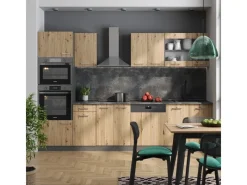 Discount Vicco R-Line Küchenzeile Artisan Eiche/Anthrazit 300 cm mit HochschrankAP Marmor ohne E-Geräte Eiche Hell