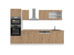 Outlet Vicco R-Line Küchenzeile /Weiß 300 cm mit HochschrankAP Eiche ohne E-Geräte Artisan Eiche