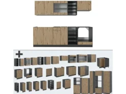 Outlet Vicco R-Line Küchenzeile Artisan Eiche/Anthrazit 240 cm AP Marmor ohne E-Geräte Eiche Hell
