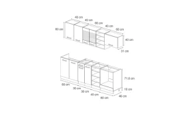 Einbauküchen<Vicco R-Line Küchenzeile Artisan Eiche/Anthrazit 240 cm ohne Arbeitsplatte ohne E-Geräte