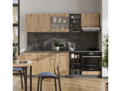 Einbauküchen<Vicco R-Line Küchenzeile Artisan Eiche/Anthrazit 240 cm ohne Arbeitsplatte ohne E-Geräte
