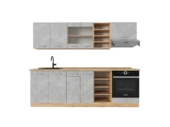 Discount Vicco R-Line Küchenzeile /Goldkraft Eiche 240 cm ohne Arbeitsplatte ohne E-Geräte Beton