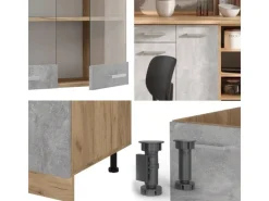 Discount Vicco R-Line Küchenzeile /Goldkraft Eiche 240 cm ohne Arbeitsplatte ohne E-Geräte Beton