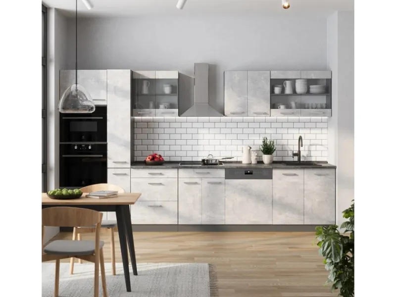 Sale Vicco R-Line Küchenzeile /Anthrazit 350 cm AP Marmor ohne E-Geräte Beton