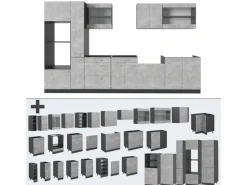 Sale Vicco R-Line Küchenzeile /Anthrazit 350 cm AP Marmor ohne E-Geräte Beton