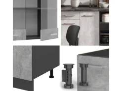 Outlet Vicco R-Line Küchenzeile /Anthrazit 240 cm AP Eiche ohne E-Geräte Beton