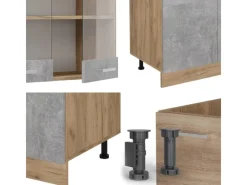 Einbauküchen<Vicco R-Line Küchenzeile /Goldkraft Eiche 300 cm mit HochschrankAP Eiche ohne E-Geräte